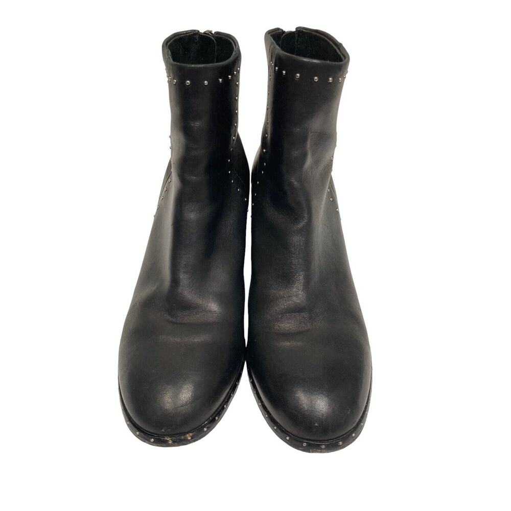 RAG & BONE Black Leather Willow Studded Block Heel Ankle Booties Boots Size 37 - Picture 5 of 9